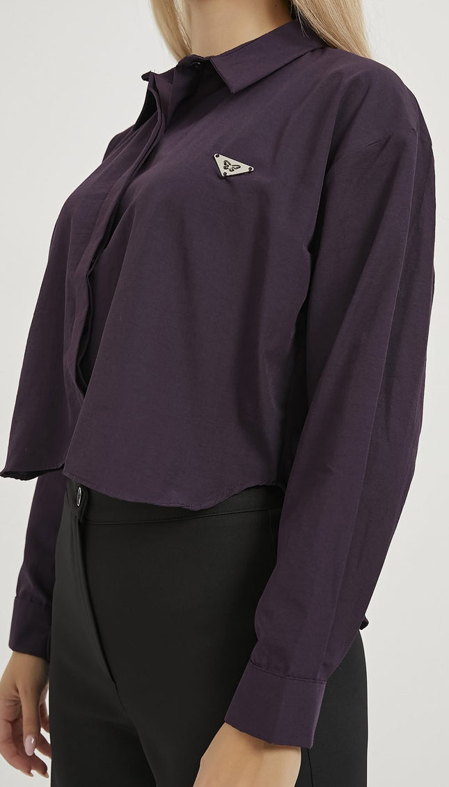 Damen-Crop-Shirt mit Accessoire-Details