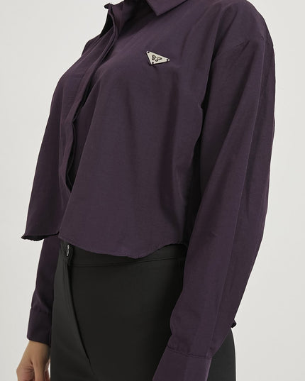 Damen-Crop-Shirt mit Accessoire-Details