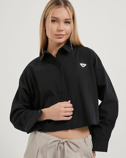 Damen-Crop-Shirt mit Accessoire-Details