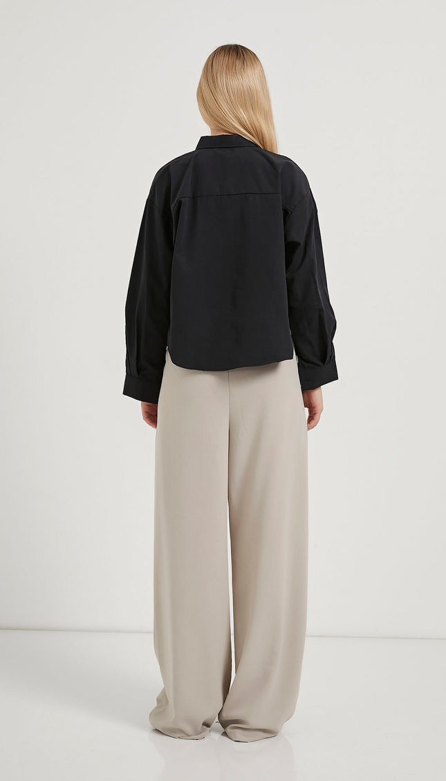 Damen-Crop-Shirt mit Accessoire-Details