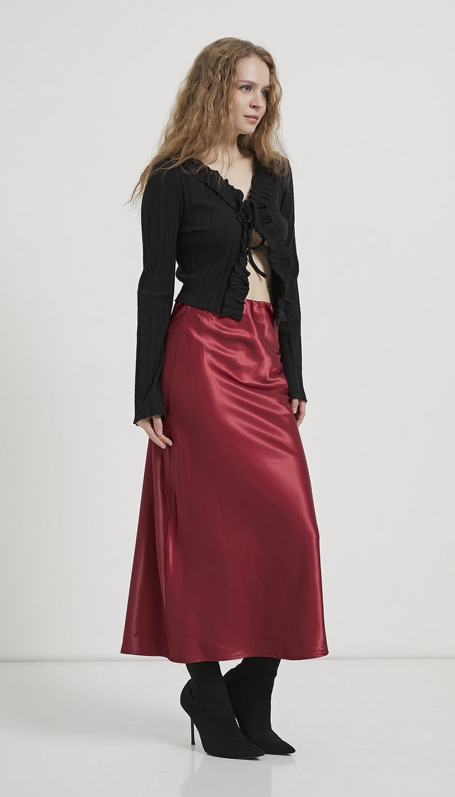 Damen Satinrock mit elastischem Bund