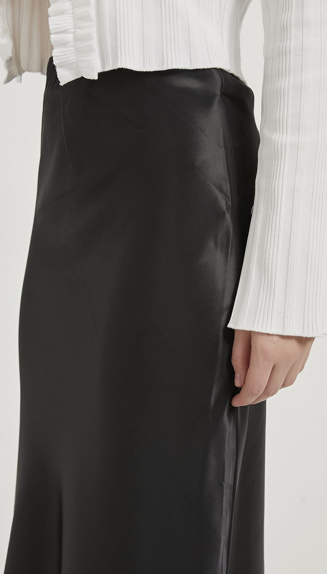 Damen Satinrock mit elastischem Bund