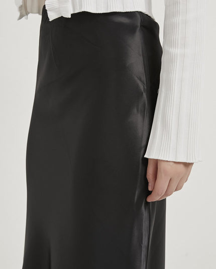 Damen Satinrock mit elastischem Bund