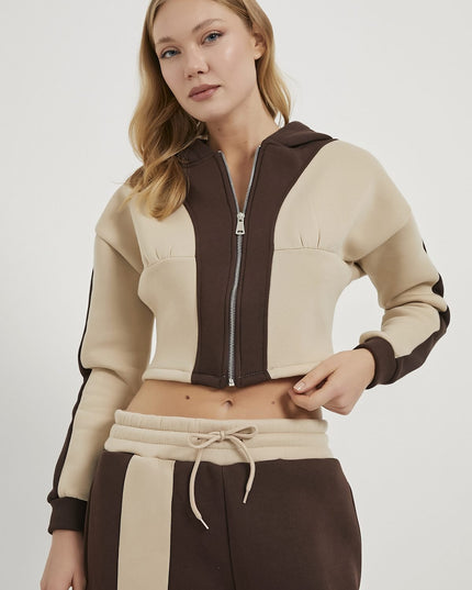 Damen-Jogginghose im eleganten Anzugstil braun/beige