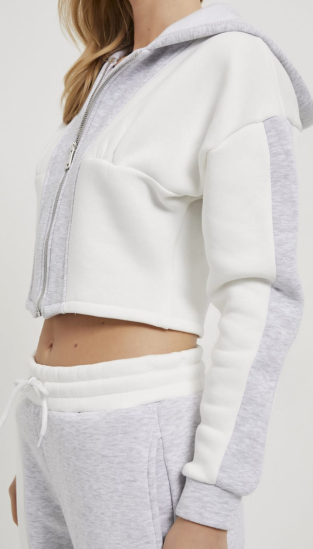 Damen-Jogginghose im eleganten Anzugstil grau/weiß