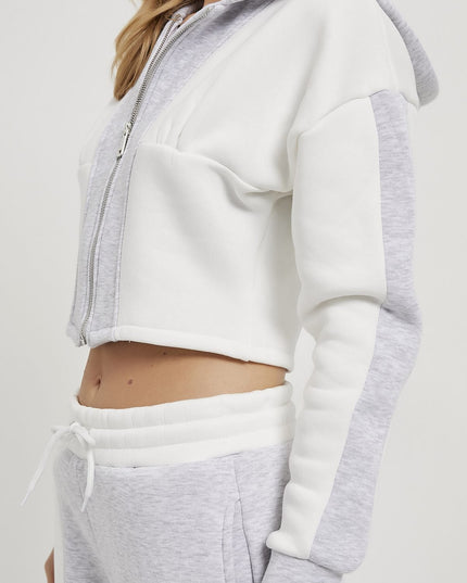 Damen-Jogginghose im eleganten Anzugstil grau/weiß