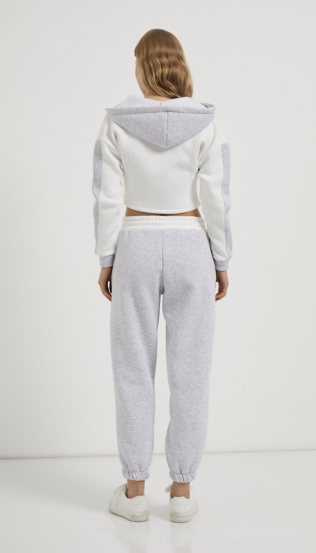 Damen-Jogginghose im eleganten Anzugstil grau/weiß