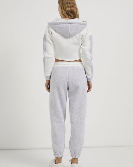 Damen-Jogginghose im eleganten Anzugstil grau/weiß