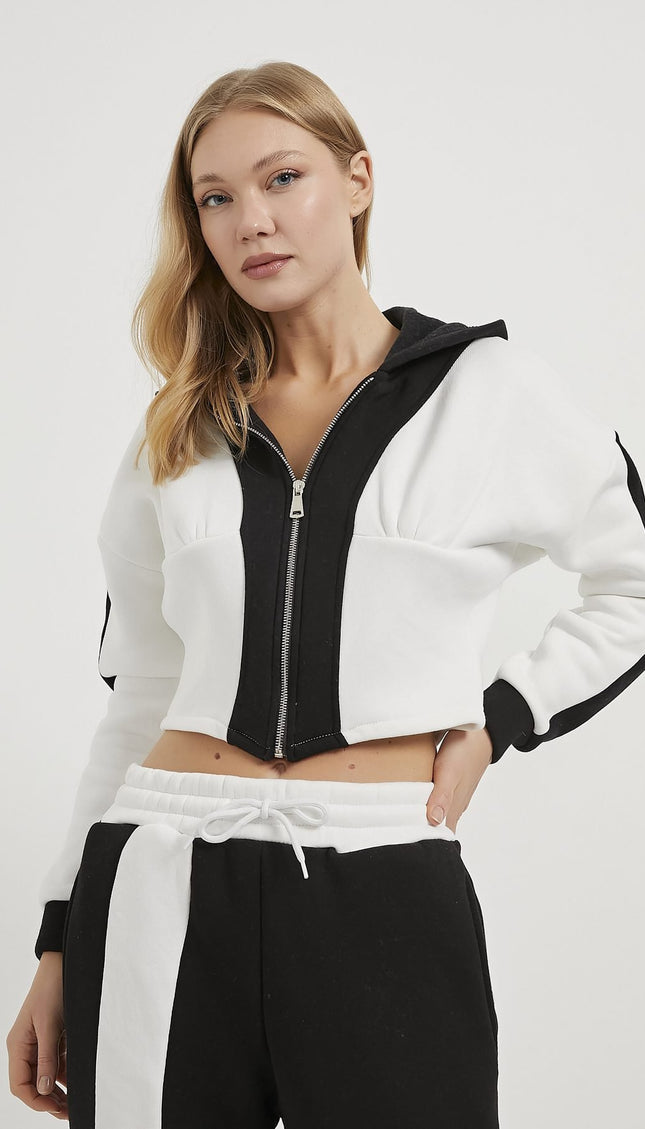 Damen-Jogginghose im eleganten Anzugstil schwarz/weiß