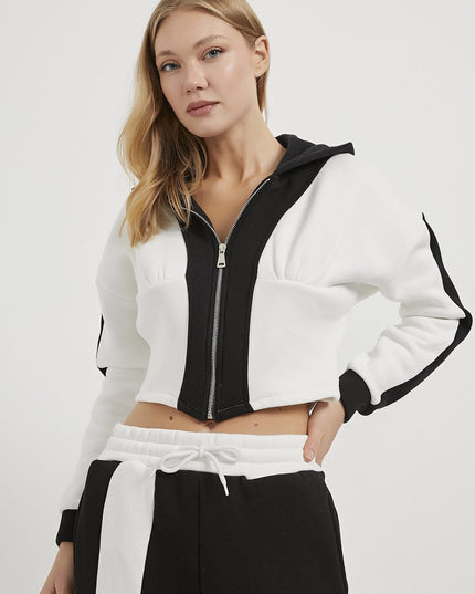 Damen-Jogginghose im eleganten Anzugstil schwarz/weiß