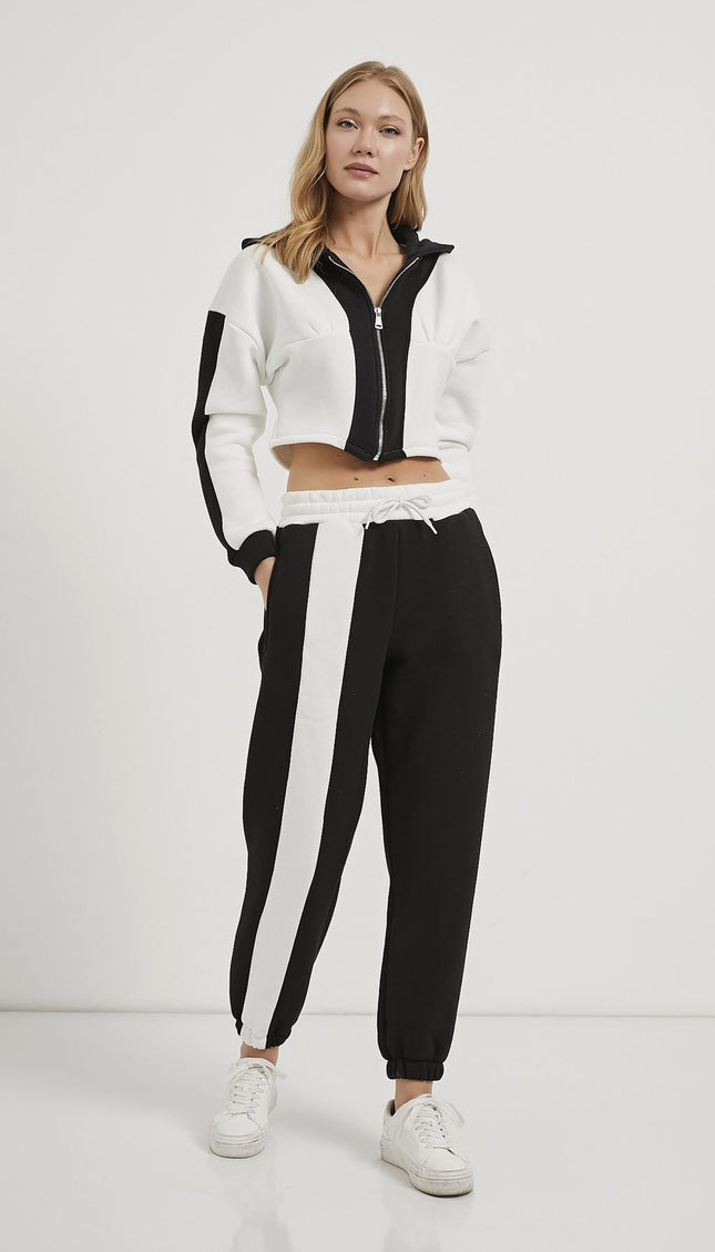 Damen-Jogginghose im eleganten Anzugstil schwarz/weiß