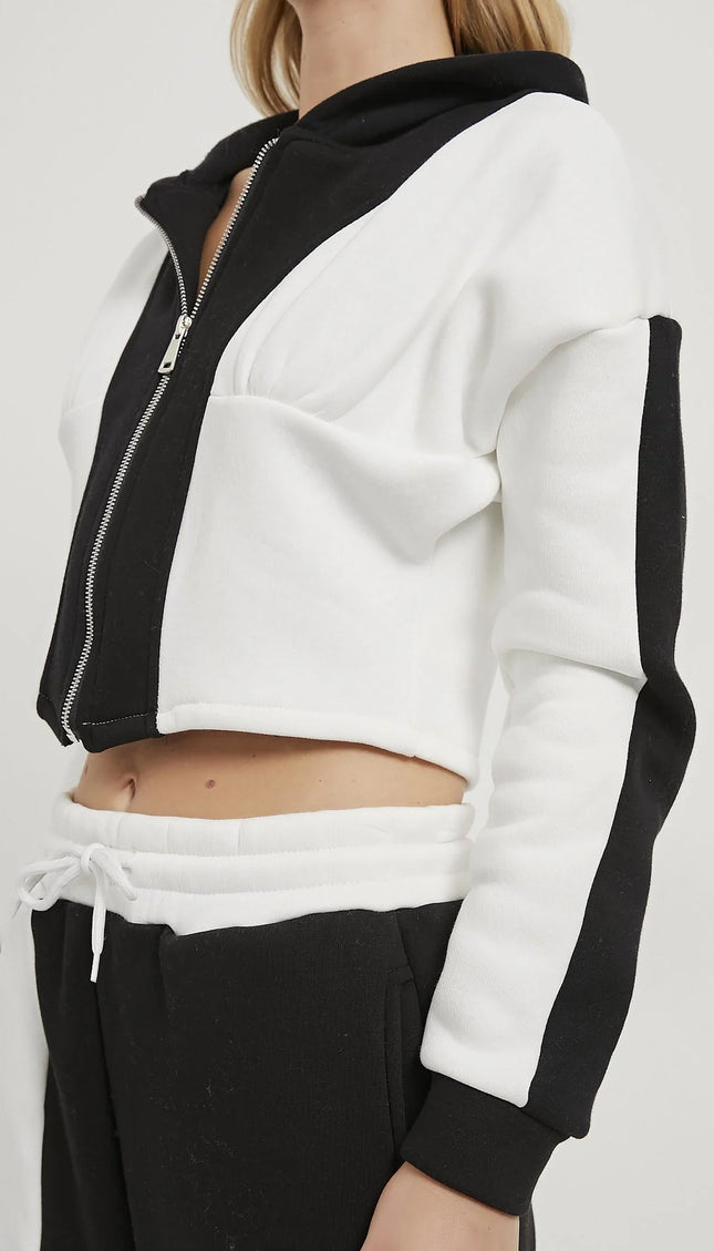 Damen-Jogginghose im eleganten Anzugstil schwarz/weiß