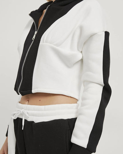 Damen-Jogginghose im eleganten Anzugstil schwarz/weiß