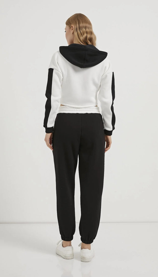 Damen-Jogginghose im eleganten Anzugstil schwarz/weiß