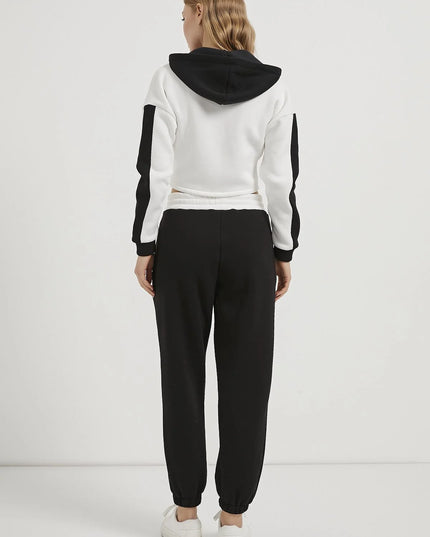 Damen-Jogginghose im eleganten Anzugstil schwarz/weiß