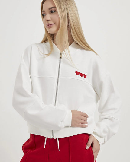 Jogginghosen für Damen mit Herzstickerei rot/weiß