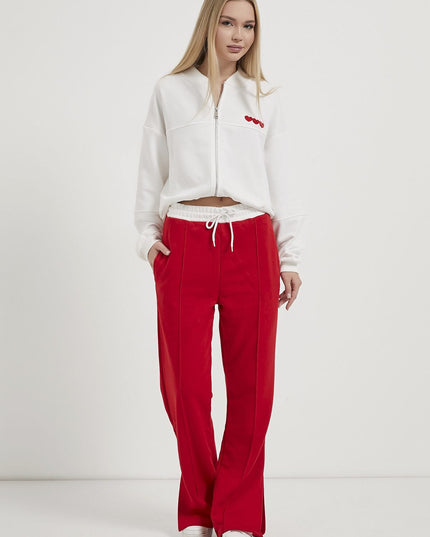 Jogginghosen für Damen mit Herzstickerei rot/weiß