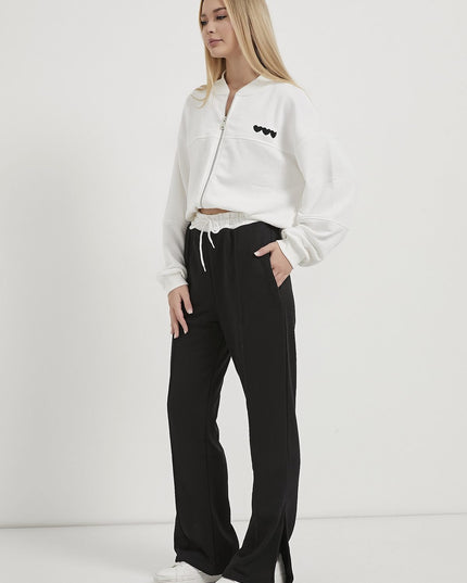 Jogginghosen für Damen mit Herzstickerei schwarz/weiß