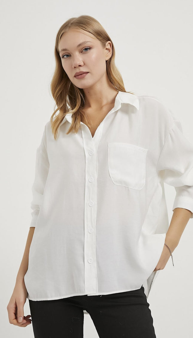 Modal Oversize Damenhemd mit Offenem Kragen