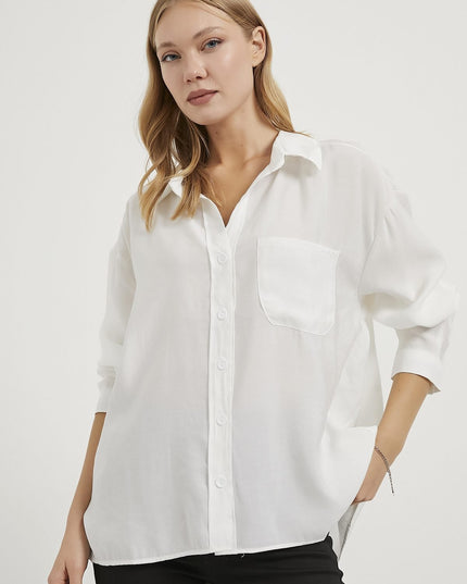 Modal Oversize Damenhemd mit Offenem Kragen