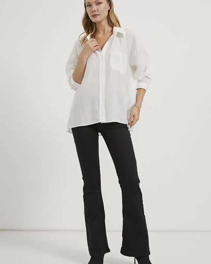 Modal Oversize Damenhemd mit Offenem Kragen