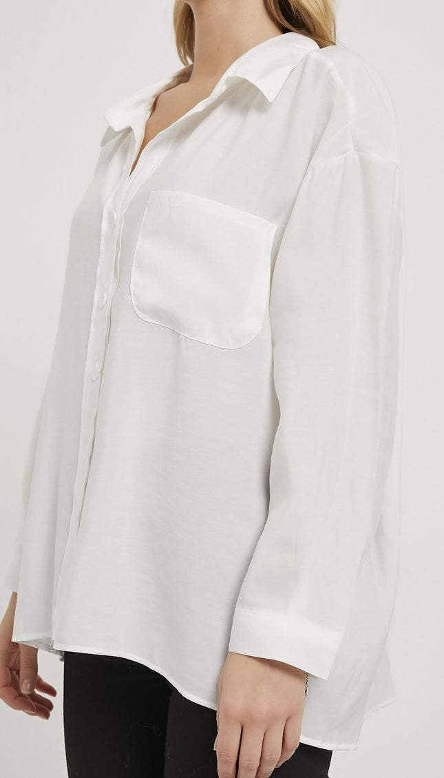 Modal Oversize Damenhemd mit Offenem Kragen