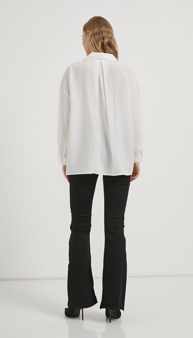 Modal Oversize Damenhemd mit Offenem Kragen