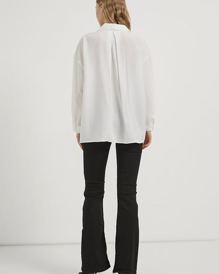 Modal Oversize Damenhemd mit Offenem Kragen