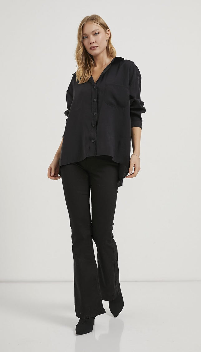 Modal Oversize Damenhemd mit Offenem Kragen