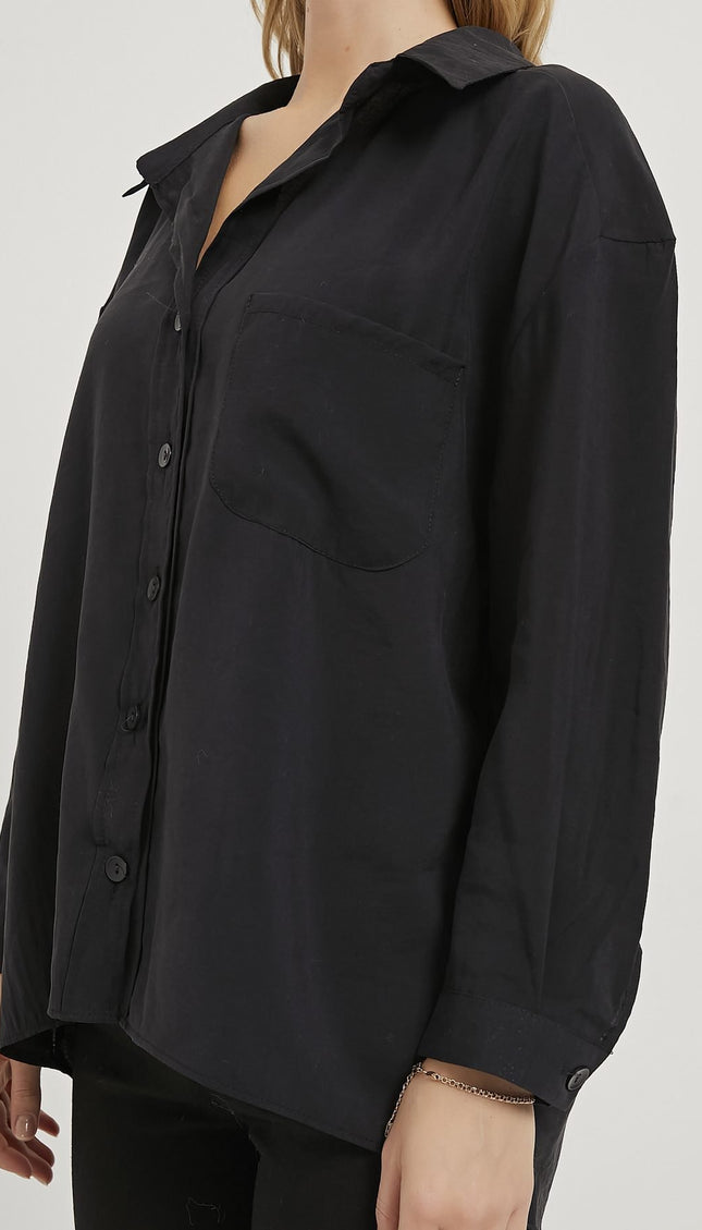 Modal Oversize Damenhemd mit Offenem Kragen