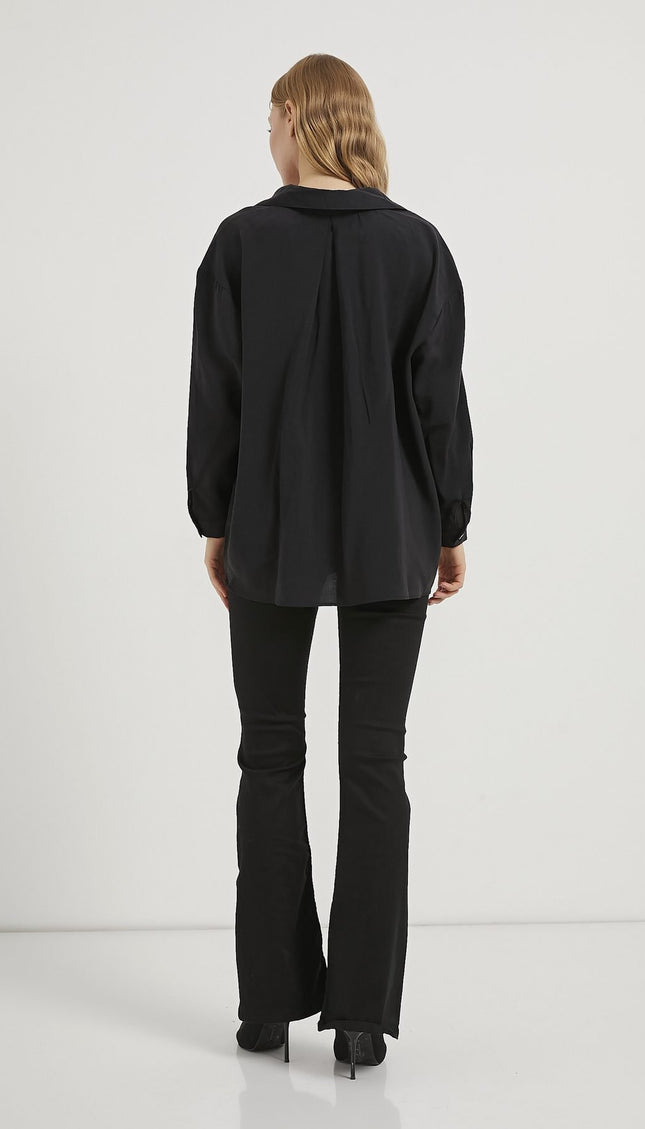 Modal Oversize Damenhemd mit Offenem Kragen