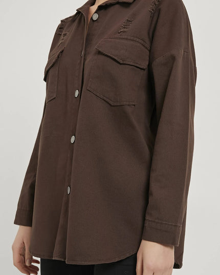 Damenhemd mit Klappentaschen und Metallknöpfen