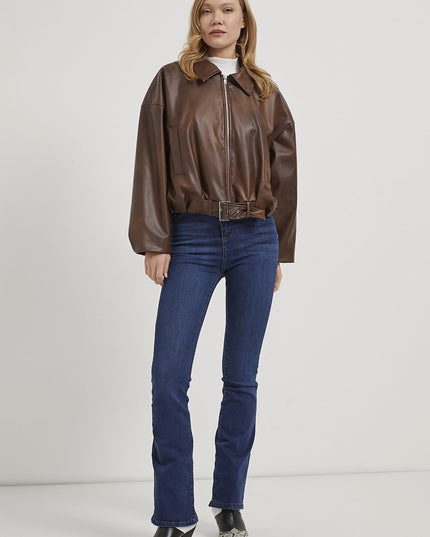 Damenjacke mit Kunstleder‑Bombergürtel