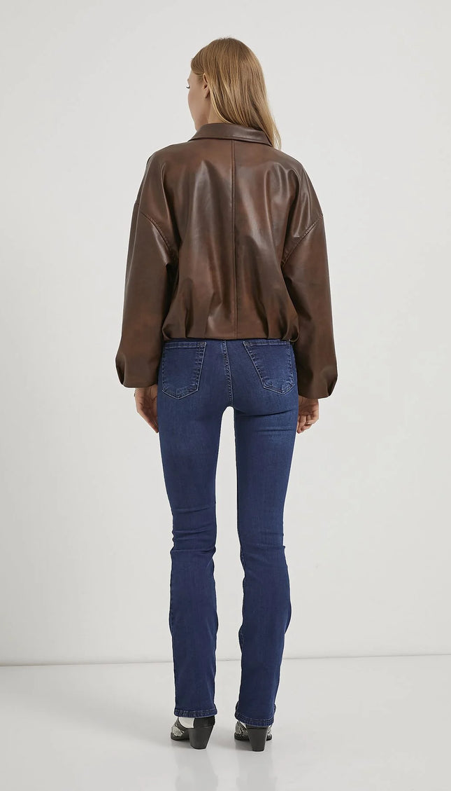 Damenjacke mit Kunstleder‑Bombergürtel