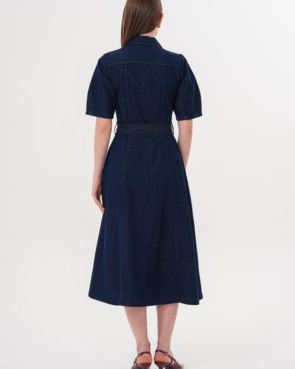 Damen-Jeanskleid mit Knopfleiste und Gürtel