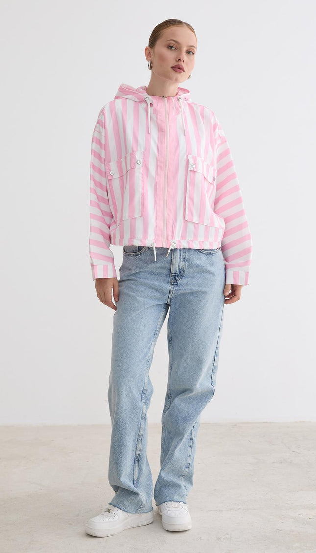 Marine-gestreifte Kapuzenjacke