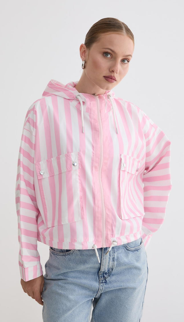 Marine-gestreifte Kapuzenjacke