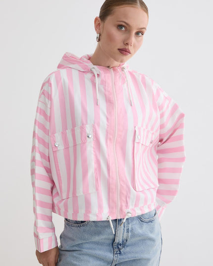 Marine-gestreifte Kapuzenjacke