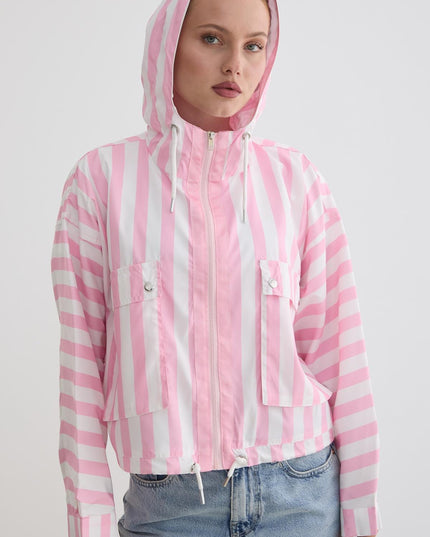 Marine-gestreifte Kapuzenjacke