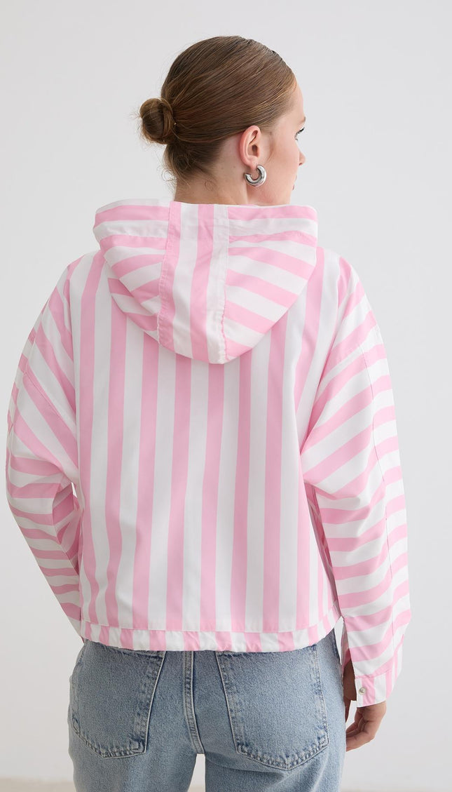 Marine-gestreifte Kapuzenjacke
