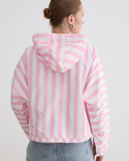 Marine-gestreifte Kapuzenjacke