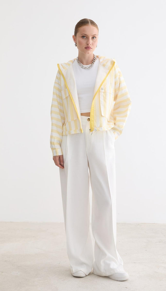 Marine-gestreifte Kapuzenjacke