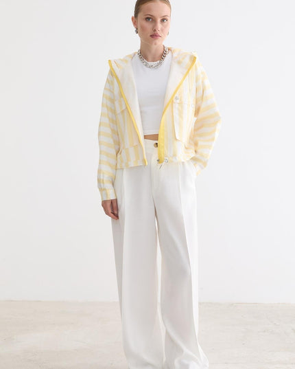 Marine-gestreifte Kapuzenjacke