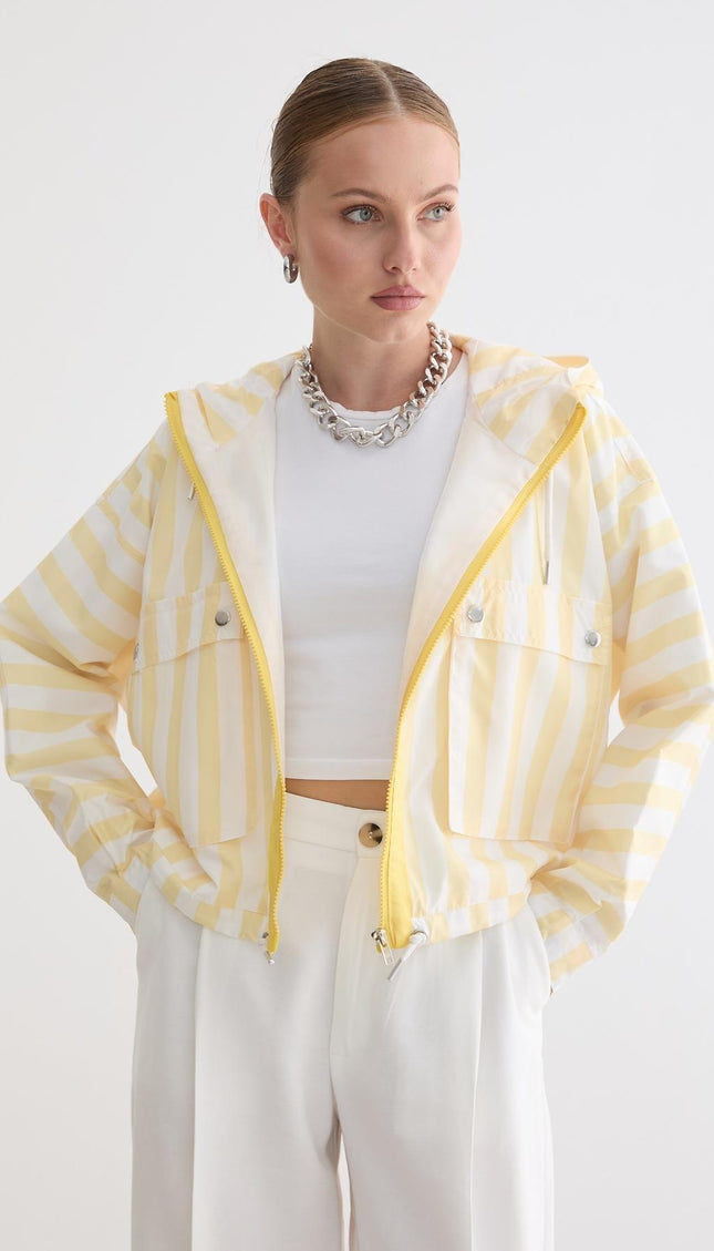 Marine-gestreifte Kapuzenjacke