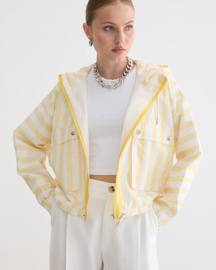 Marine-gestreifte Kapuzenjacke