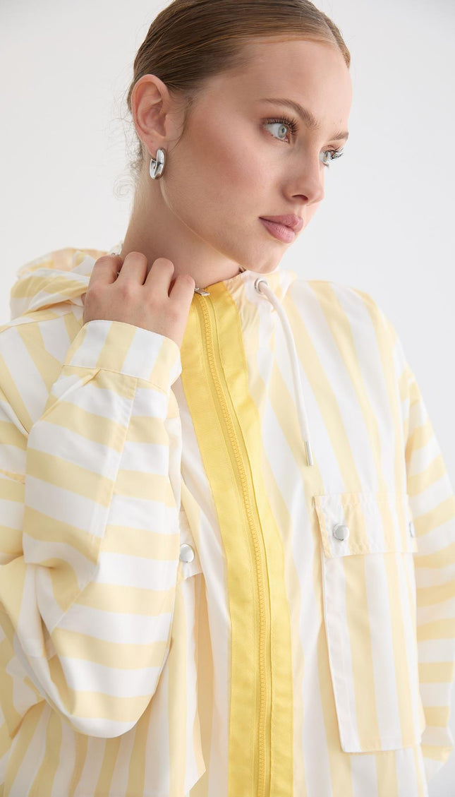 Marine-gestreifte Kapuzenjacke