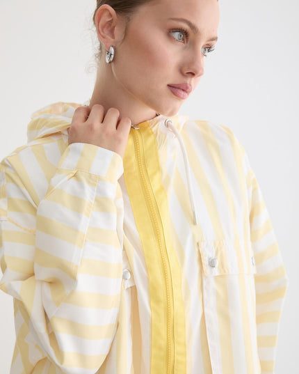 Marine-gestreifte Kapuzenjacke