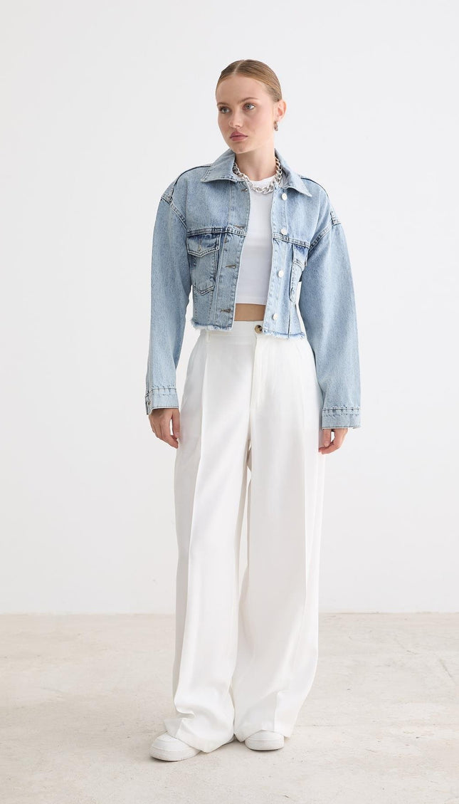 Damen-Crop-Jeansjacke