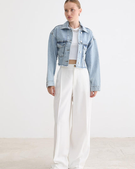 Damen-Crop-Jeansjacke