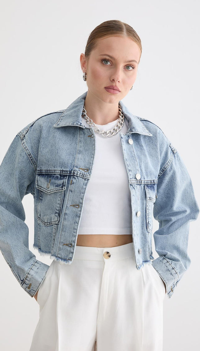 Damen-Crop-Jeansjacke